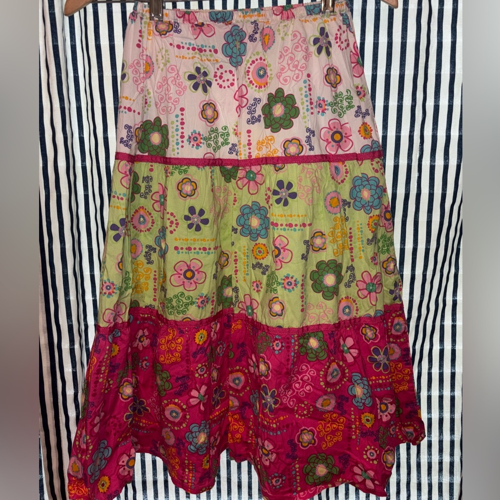 J. Khaki Multicolor Floral A-Line Skirt